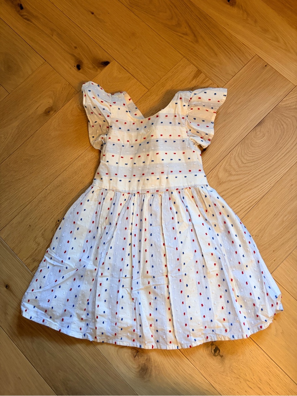 Cat & Jack White Dress with Red and Blue Dot Print